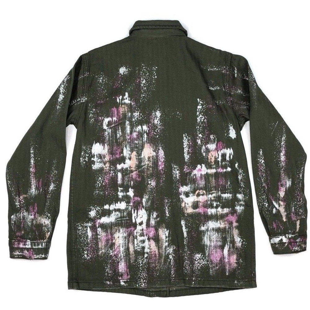 Topshop $95 Button Paint Splatter Military Jacket - image 3